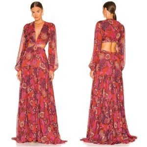 A.L.C. Floral Maxi Dress in Red and Purple